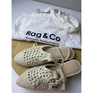 Rag‎ & Co Shoes Womens Size 5 Beige Crochet Woven Flats Sustainable Handmade New